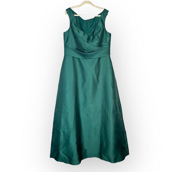 Alfred Sung Off the Shoulder Satin Gown Women's Plus 18R Green Maxi D811S NWT - Picture 3 of 7